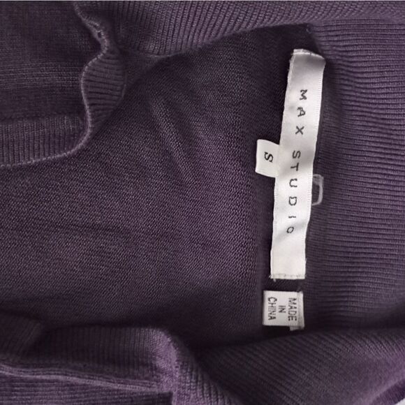 Max Studio S Longslve V Neck Knitted Purple Collar Rayon Nylon Women's Sweater. - Picture 2 of 7